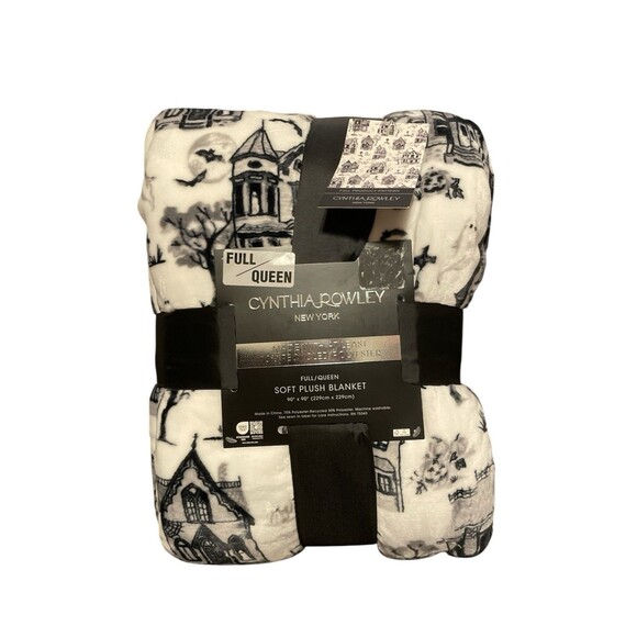 Cynthia Rowley Halloween Haunted House Ghosts Full/Queen 90” x 90" Blanket Throw - Picture 1 of 4